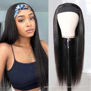 Wholesale Straight Raw Indian Virgin Cuticle Aligned Human Hair Headband Wig None Lace Wig Human Hair For Black Women Vendor
